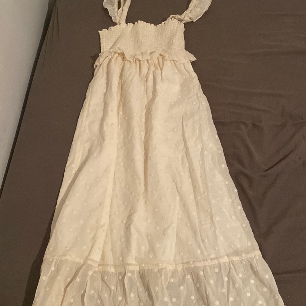 Tiered sleeveless maxi dress /white embroidered Dot